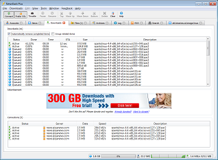Screenshot of current downloads