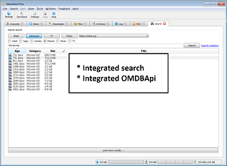 Screenshot of integrated search